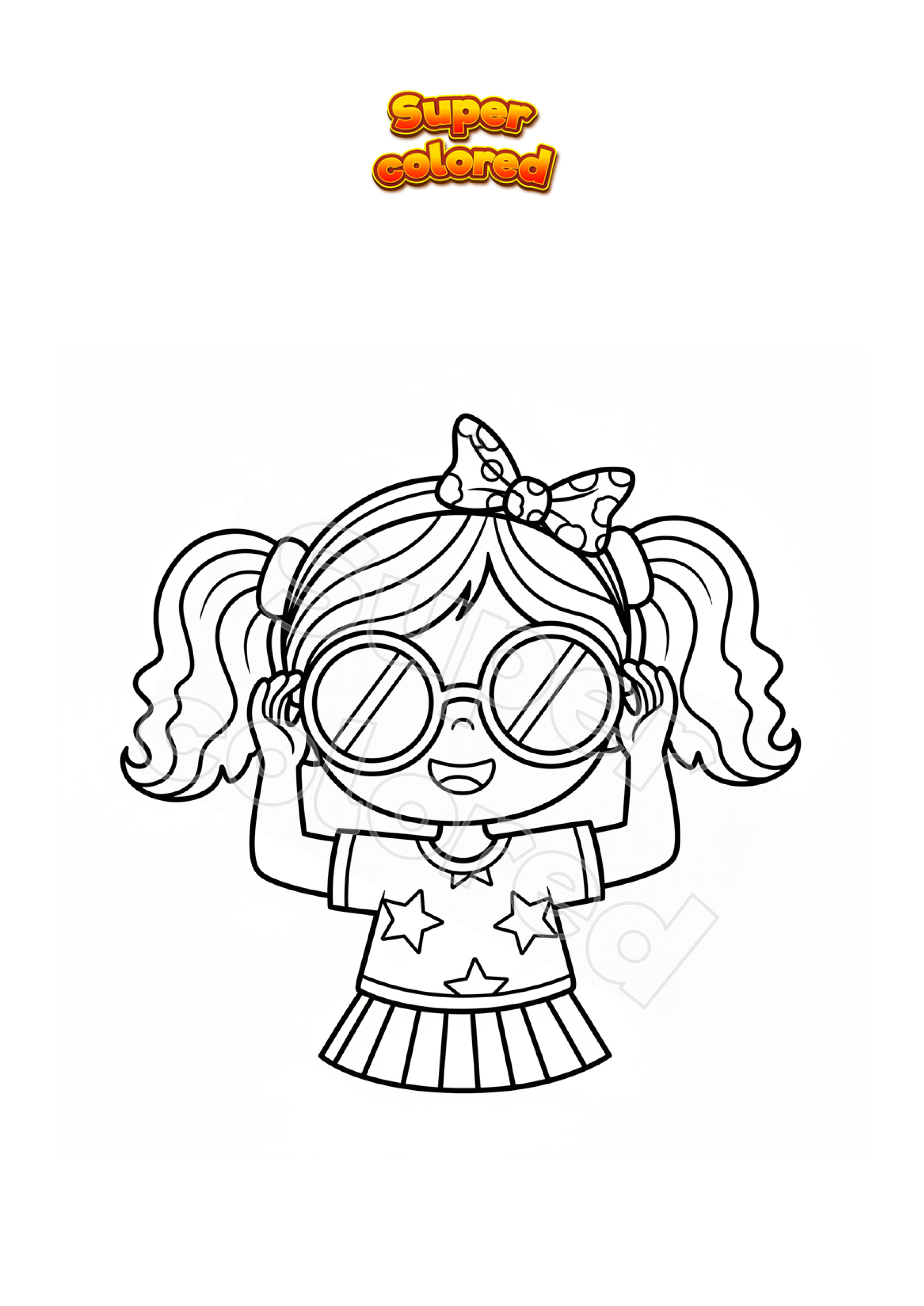 Disegno da colorare Ragazza che indossa occhiali da sole, image size:2481x3507