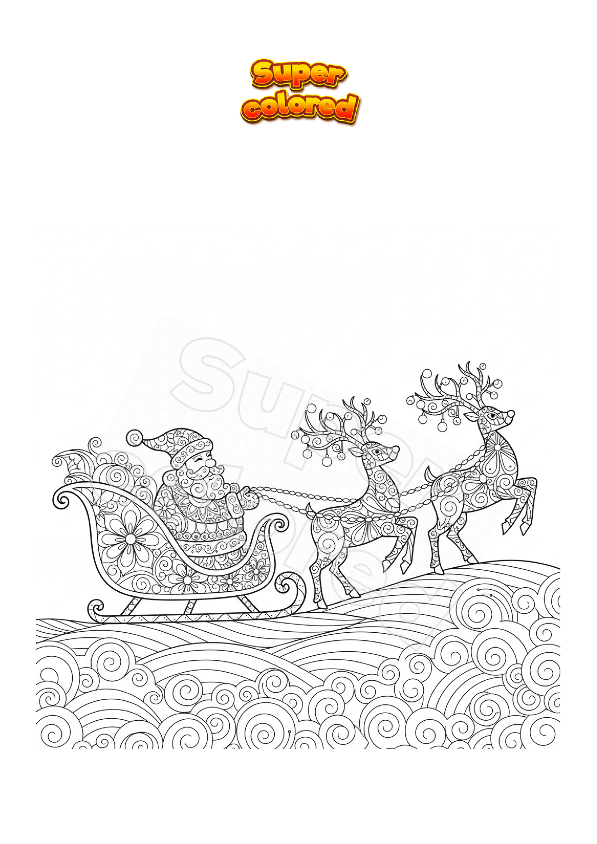 10 Disegni Da Colorare Slitte di Babbo Natale, image size:2481x3507