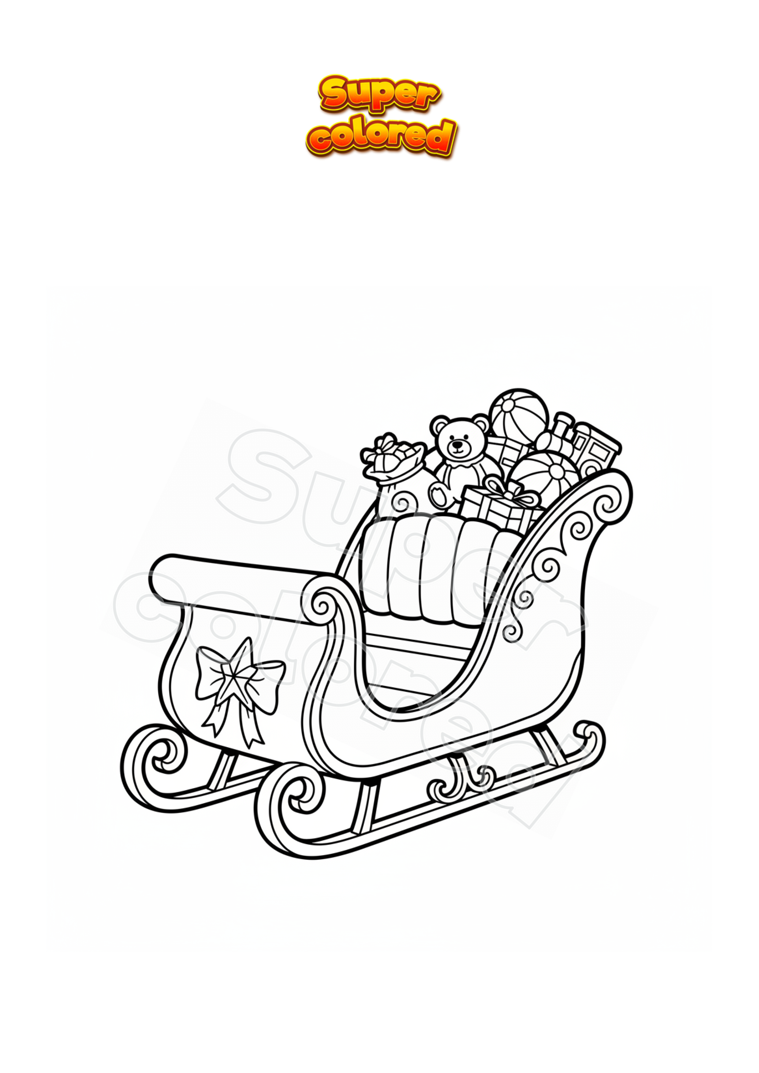 10 Disegni Da Colorare Slitte di Babbo Natale, image size:2481x3507