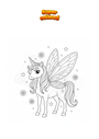 Disegno da colorare Unicorno con ali da fata